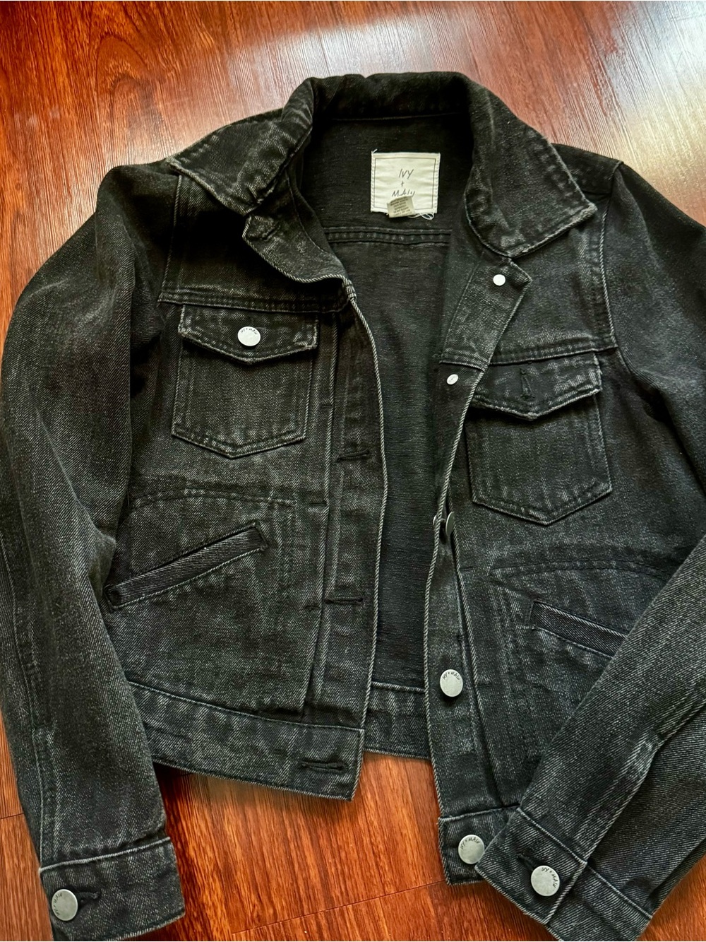 Washed Black Denim Jean Jacket - My Mai